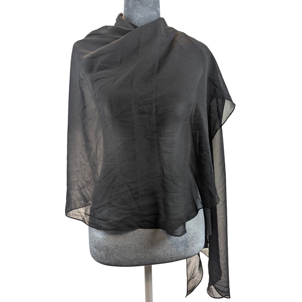 Pinup Fashion Black Sheer Wrap Shawl Scarf Formal Whimsygoth Dark Fairy Elegant